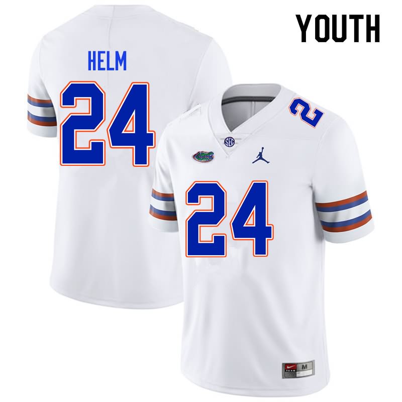 Youth NCAA Florida Gators Avery Helm #24 Stitched Authentic Nike White College Football Jersey INP3265KQ